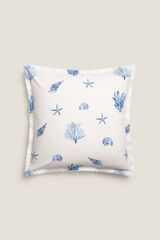Textura Capa de almofada de algod&atilde;o com motivos marinhos azul
