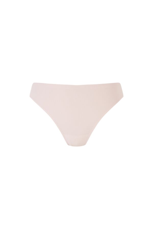 Women'secret Nude ribbed microfibre mini string red