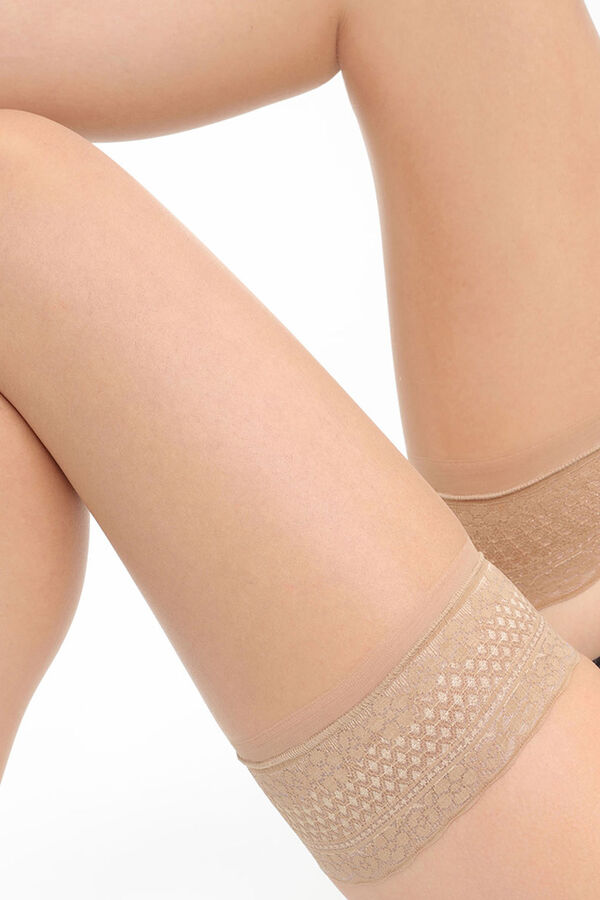 Womensecret Teint de Soleil summer stockings, 17 denier with lace tops Smeđa
