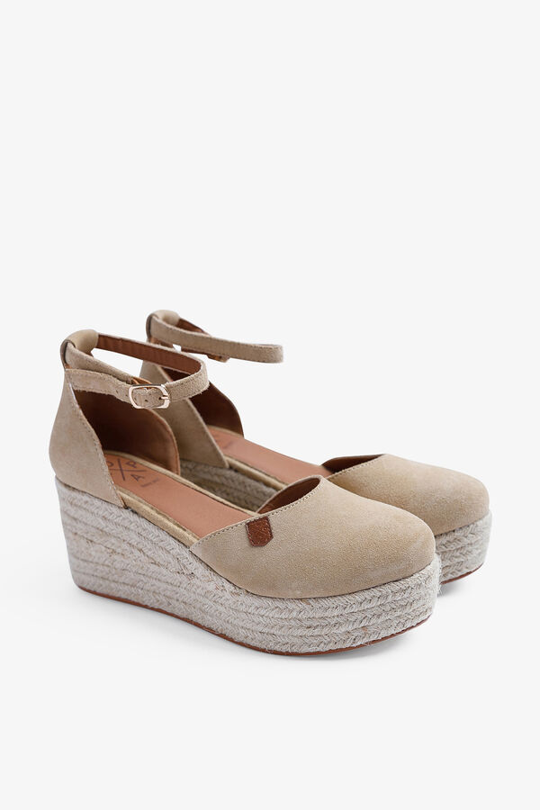 Popa Cantalar split leather low wedge sandal brown