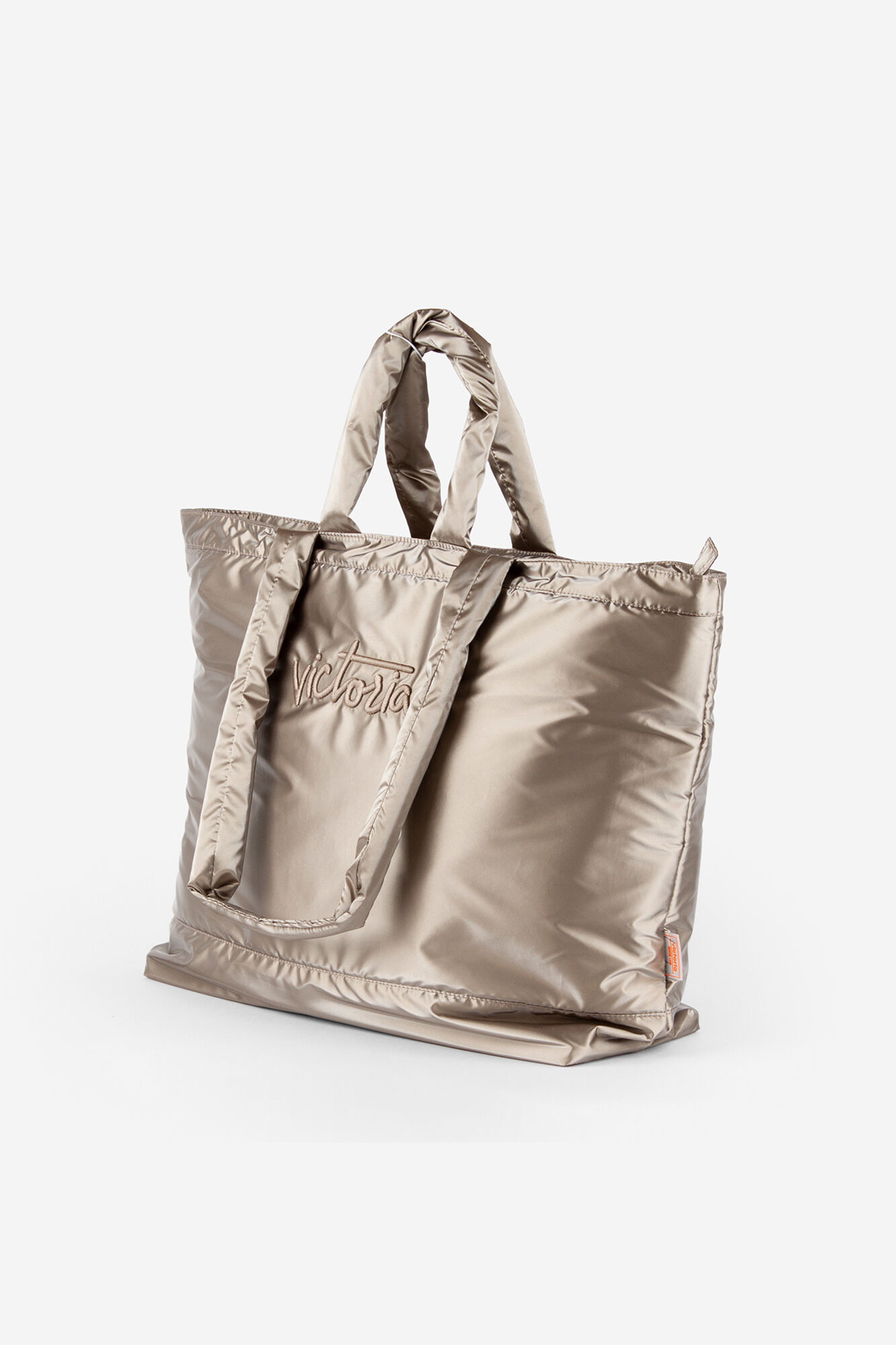 Victoria Shopper de nylon acolchado metalizado