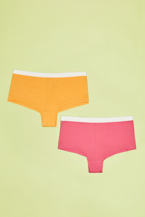 Womensecret Narancssárga és rózsaszín culotte fazonú női alsók, 2 db-os csomag 