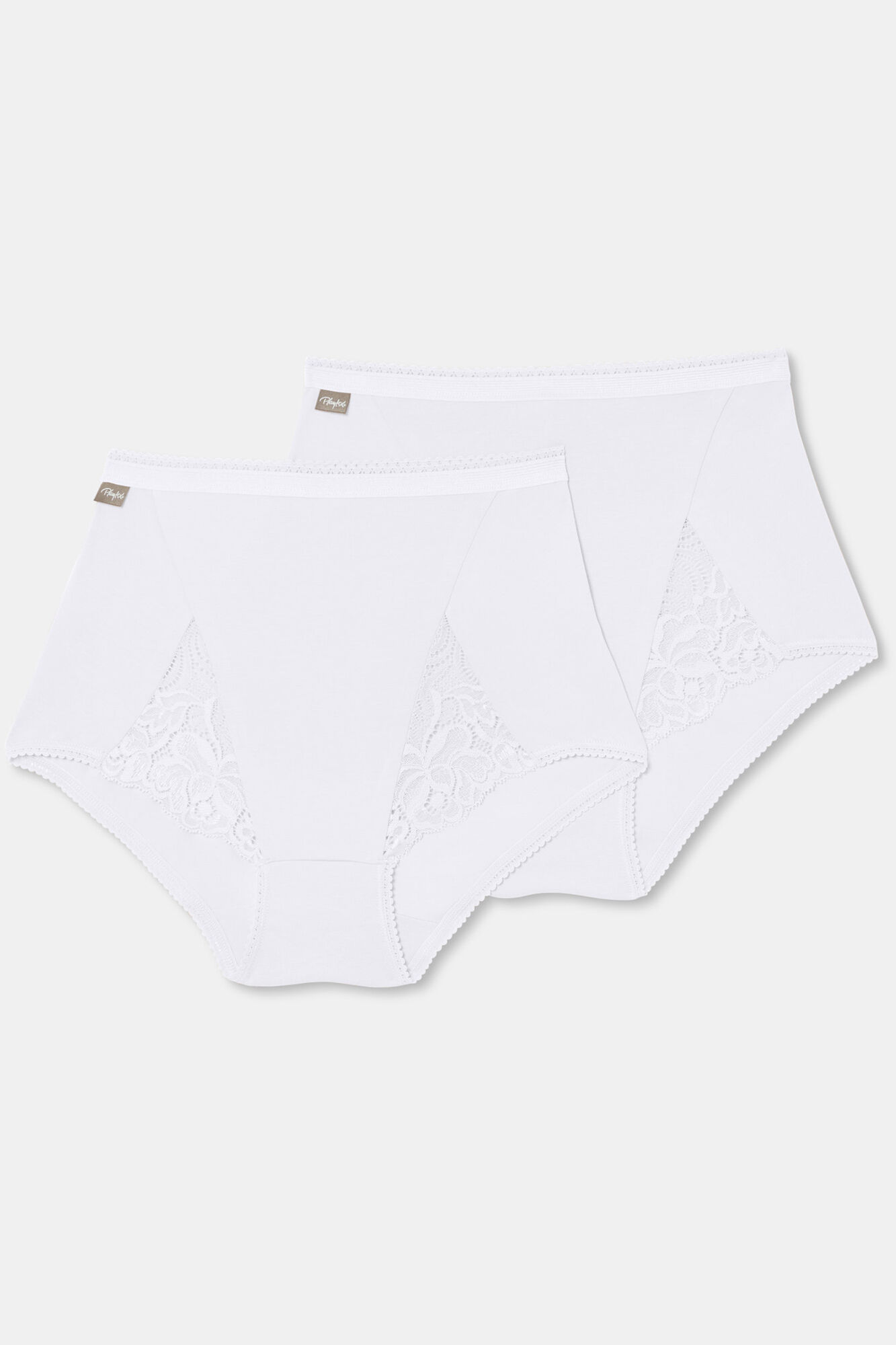 Playtex Pack de 2 bragas maxi de algod&oacute;n el&aacute;stico con encaje