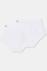 Playtex Pack de 2 cuecas maxi stretch de algod&atilde;o com renda branco
