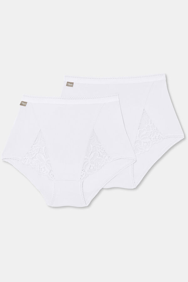Playtex Pack de 2 cuecas maxi stretch de algod&atilde;o com renda branco