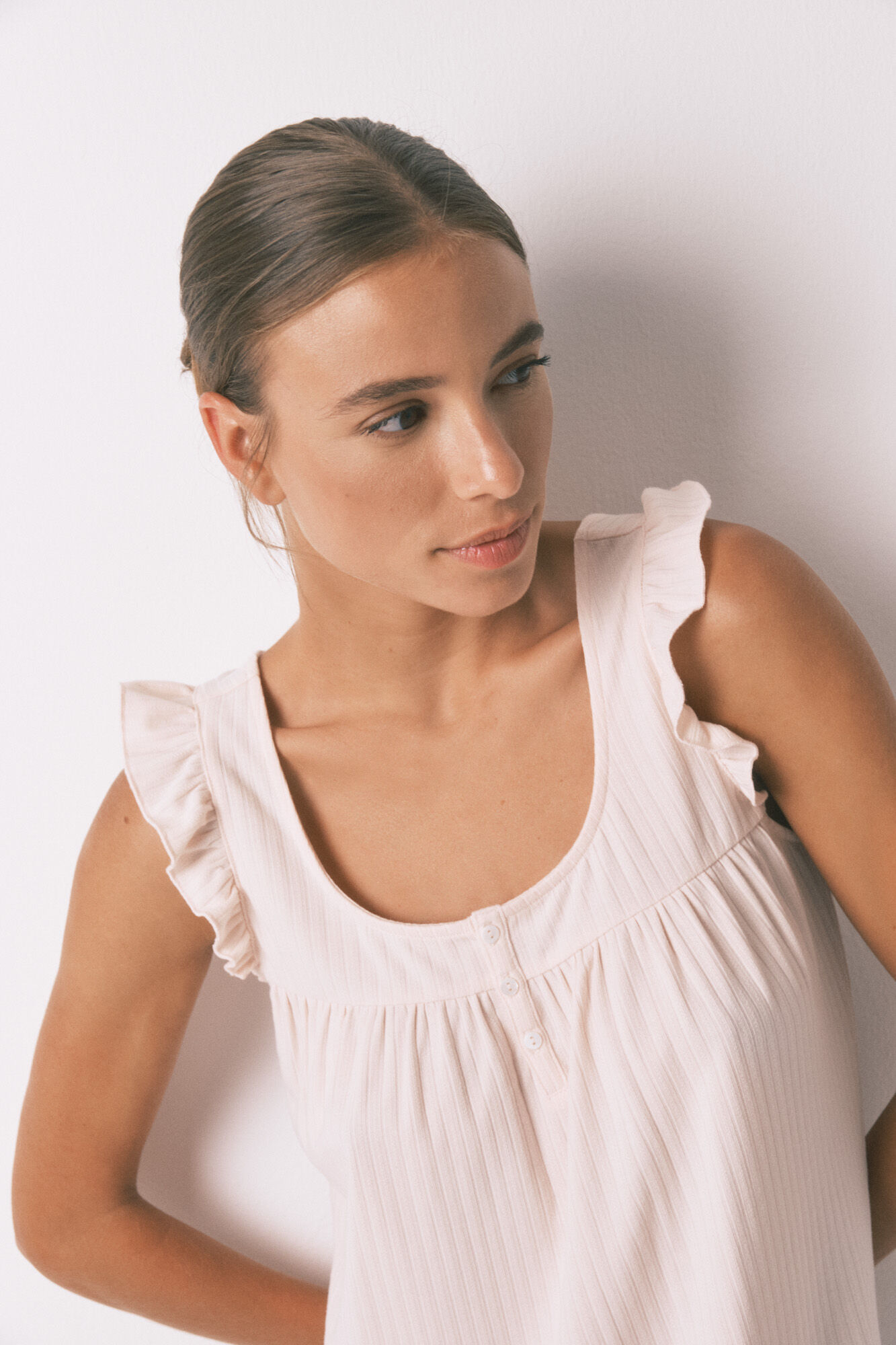 Women'secret Pink ribbed short nightgown