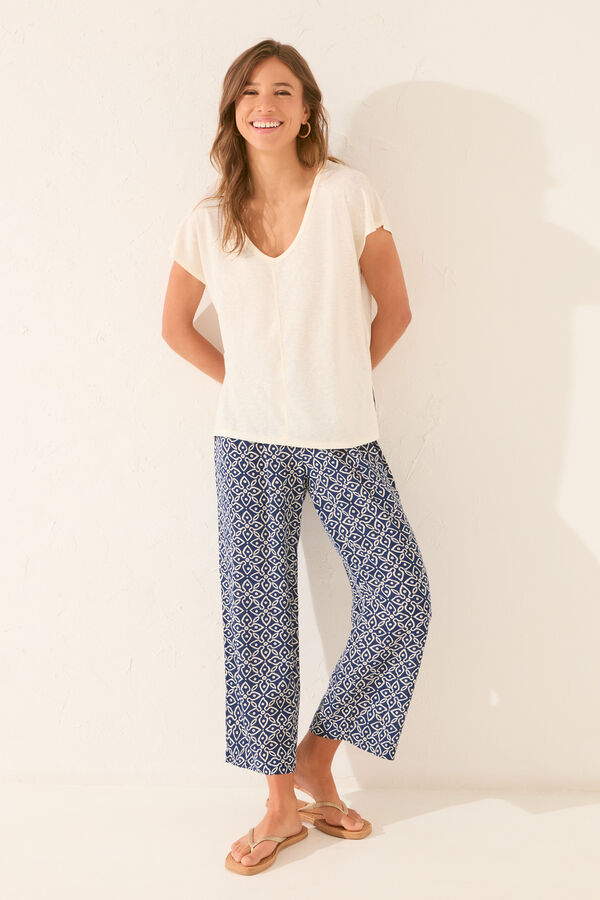 Womensecret White glitter short sleeve T-shirt beige