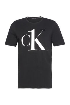 Womensecret Camisola de manga curta de algodão com logótipo da Calvin Klein no peito preto