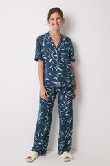 Womensecret Viscose shirt pajamas with green leaves green