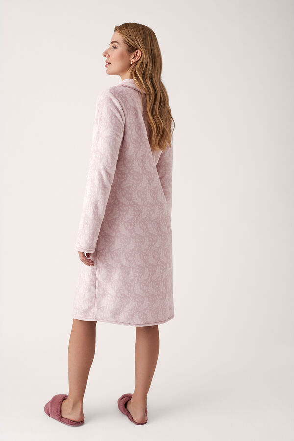 Promise Midi buttons robe with furry fabric Roze