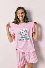 Women'secret Rosa Baumwoll-Pyjama kurz SmileyWorld&reg; Rosa