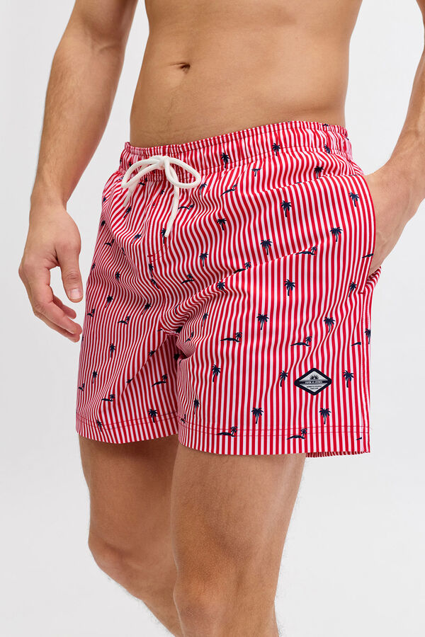 Jack & Jones Striped logo swimwear red