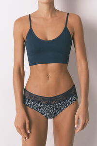 Women'secret Blue cotton classic full coverage floral print panty