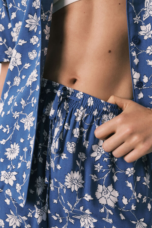 Women'secret Blue floral classic pyjamas blue