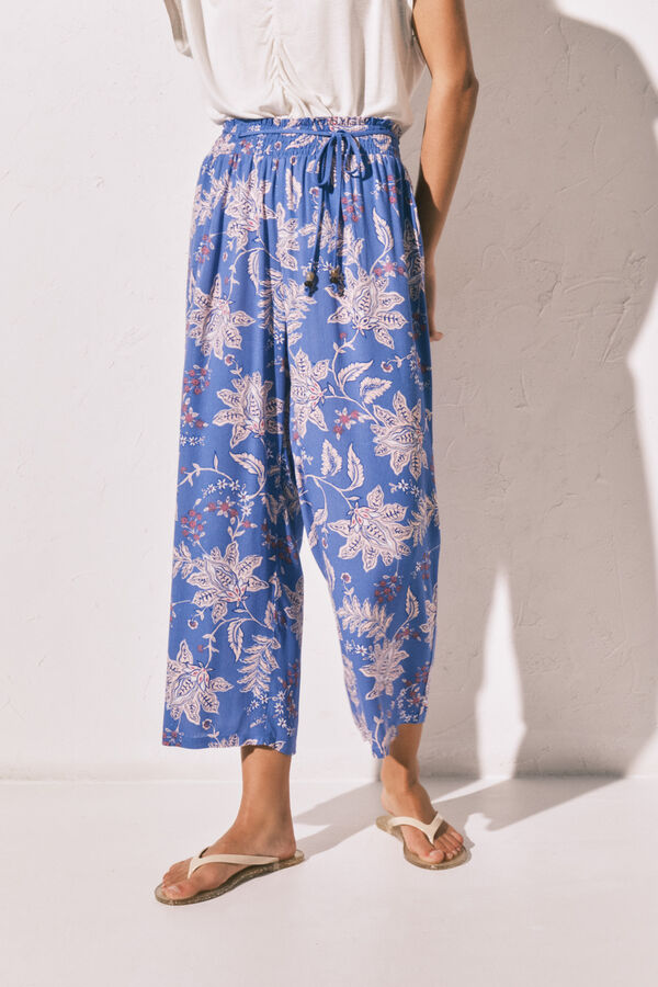Women'secret Blau bedruckte Caprihose Blau