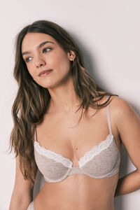 Women'secret Brown ribbed cotton classic bra BEAUTIFUL