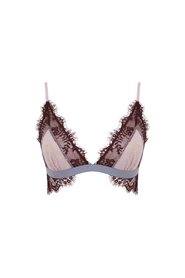 Women'secret Pink microfibre and lace triangle bra NATURAL pink