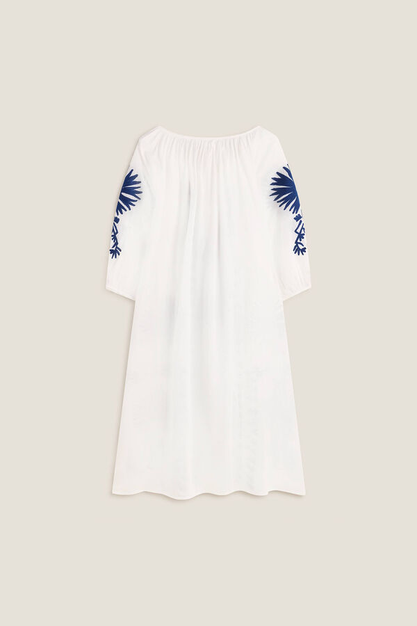 Womensecret Long embroidered cotton tunic fehér