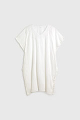 Textura T&uacute;nica aldod&oacute;n larga flecos bordado blanco