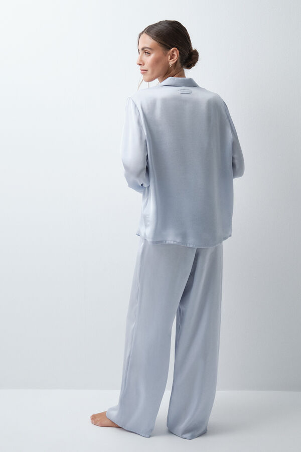 Women'secret Blue satin-finish classic pyjamas blue