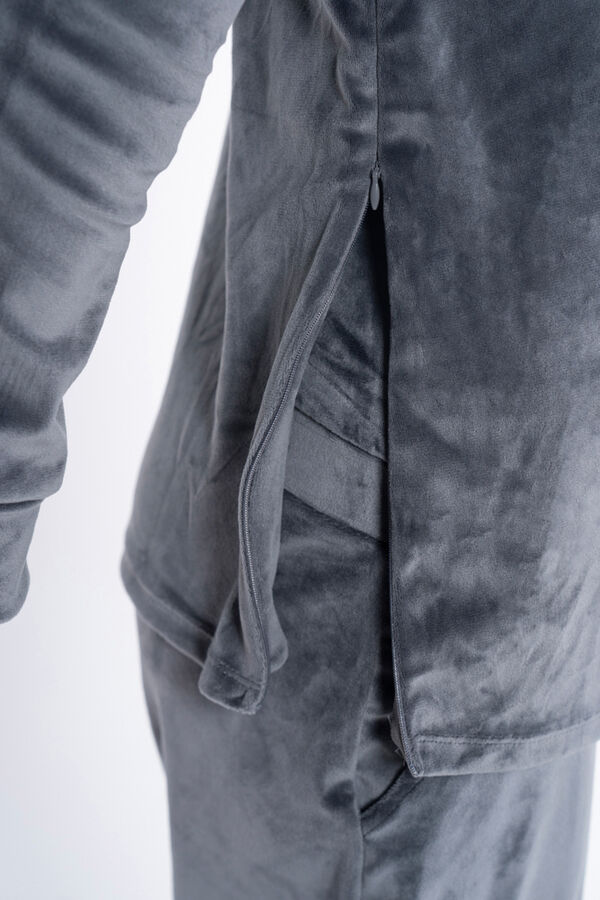 Ohma! Pacote de pijama peludo com decote em V cinzento