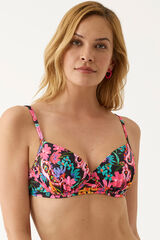 Promise Top bikini relleno aros floral negro