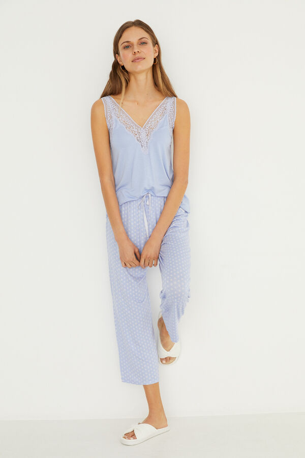 Womensecret Pyjama long Capri bretelles bleu bleu
