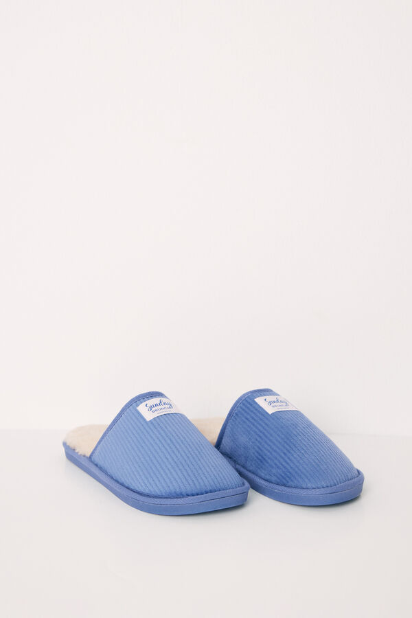 Womensecret Blue bread open back house slippers blue