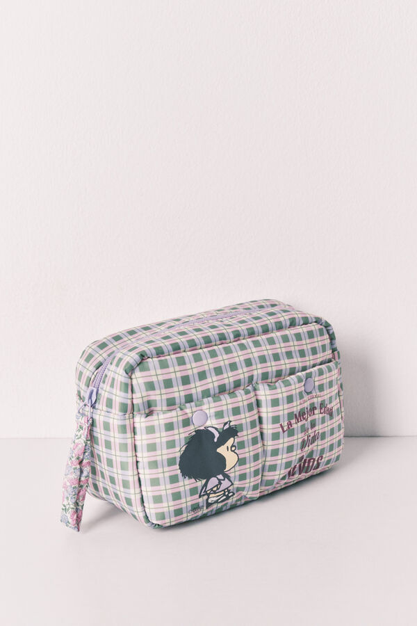 Women'secret Mafalda checked medium vanity case pink