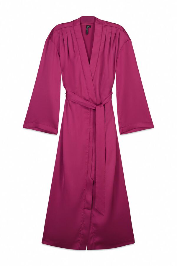 Women'secret Bata larga satinada fruncidos rosa