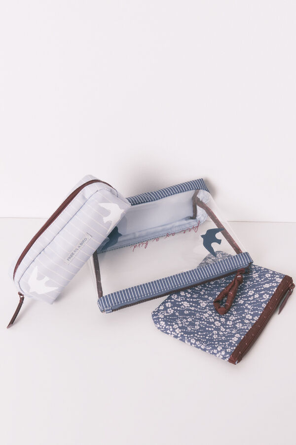 Women'secret Lot de 3 trousses de toilette imprim&eacute;es vari&eacute;es bleu