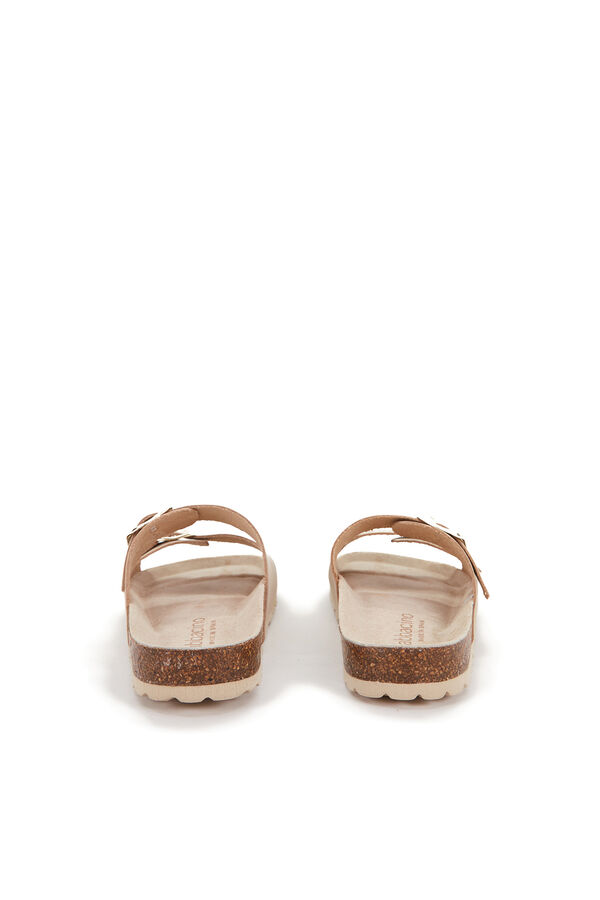 Womensecret Abbacino women's flat beige leather sandals Bež