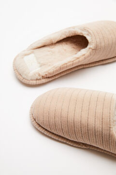 Womensecret Sand velour slider slippers with glitter nude