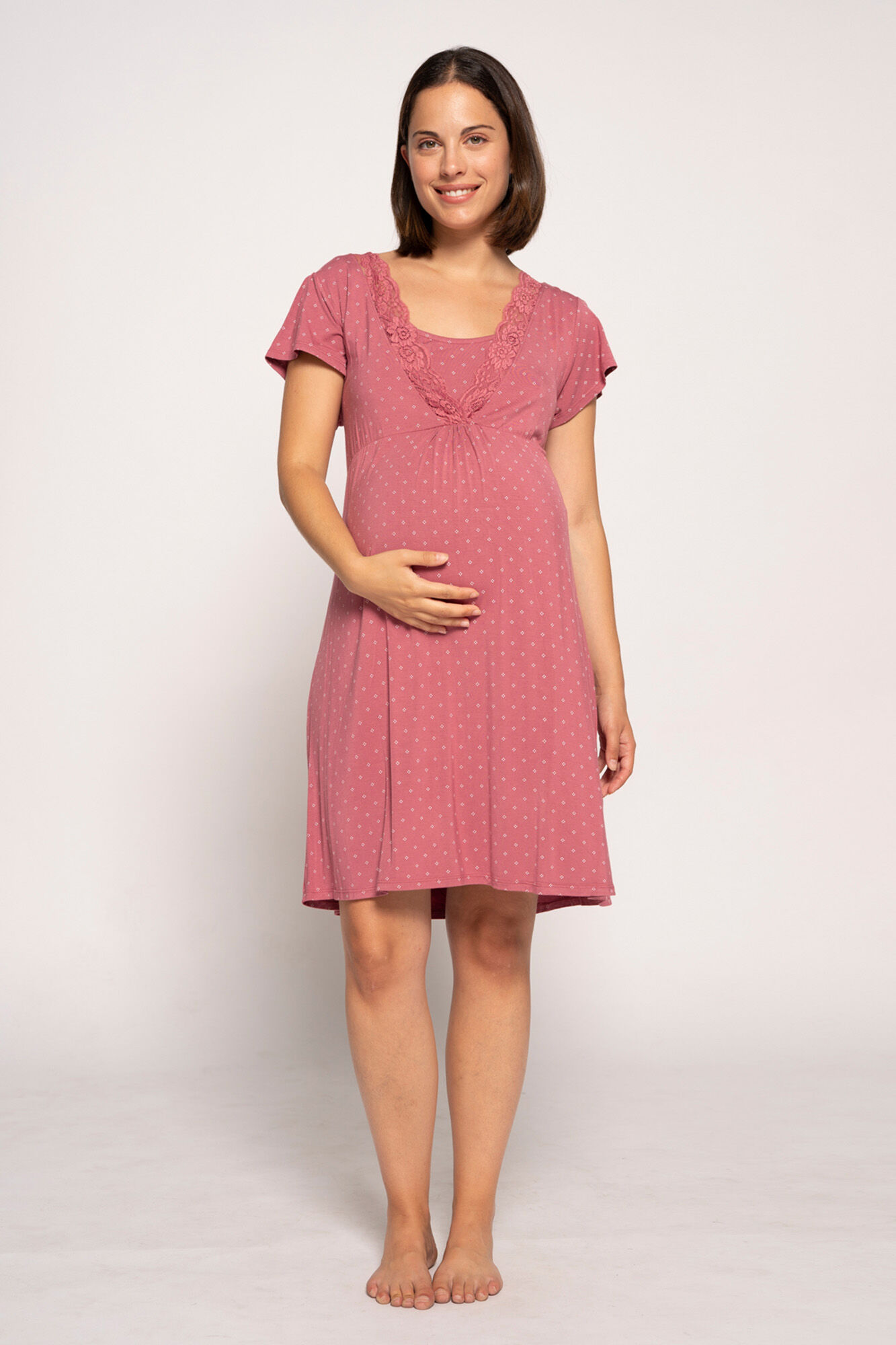Ohma! Nursing nightgown with tie print