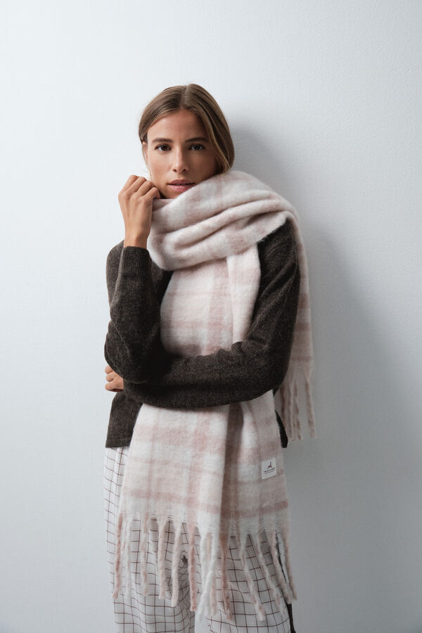 Women'secret Plaid mohair-effect scarf nude