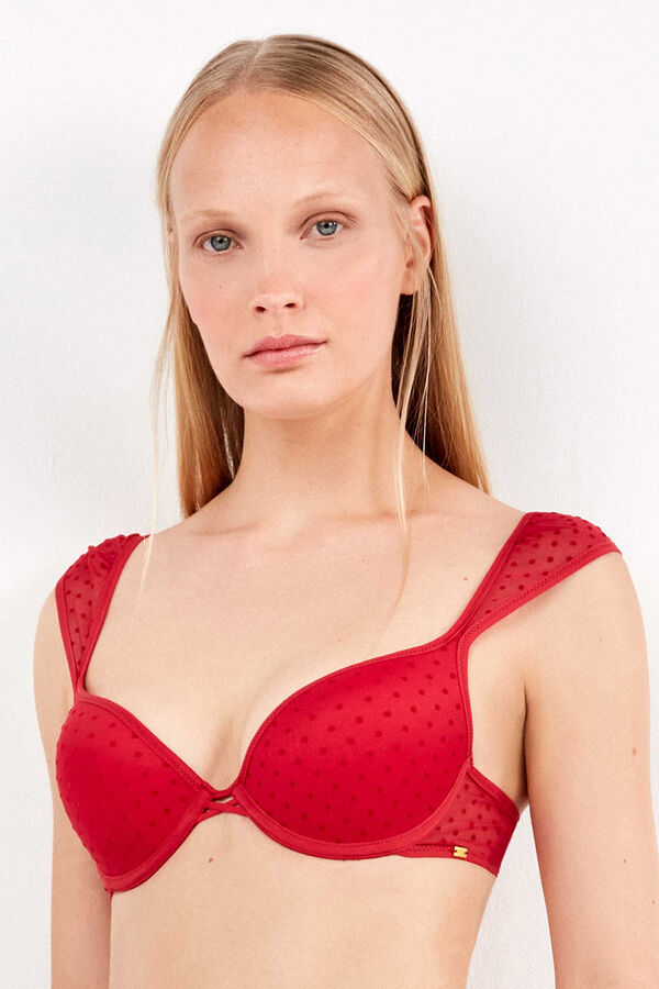 Gisela Sujetador push up en tul plumetti rojo