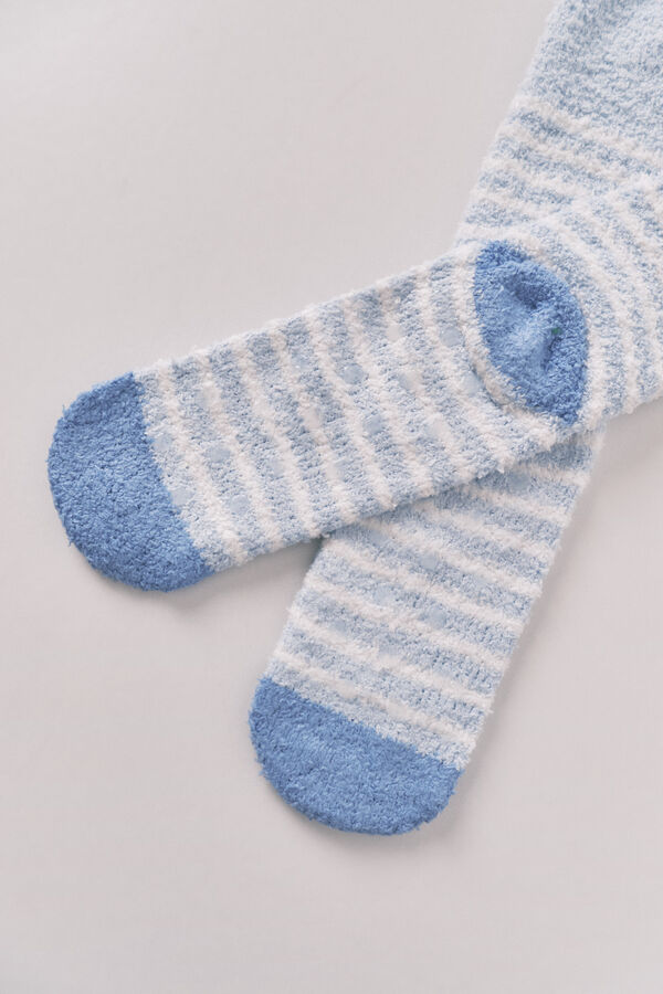 Women'secret Long hair socks with 3D bear print blue