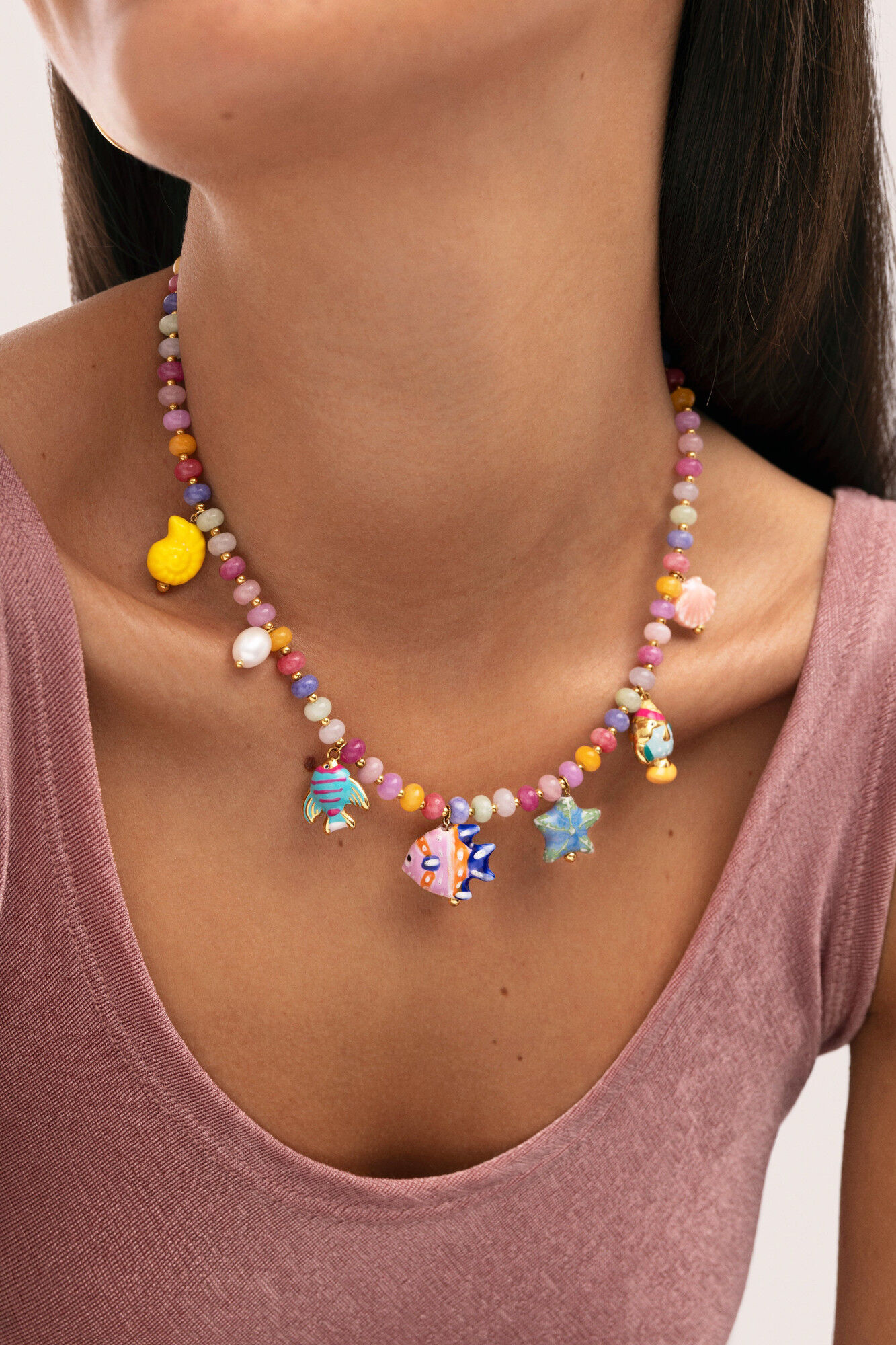 Singularu Collar Oce&aacute;nic Colors Acero Ba&ntilde;o Oro