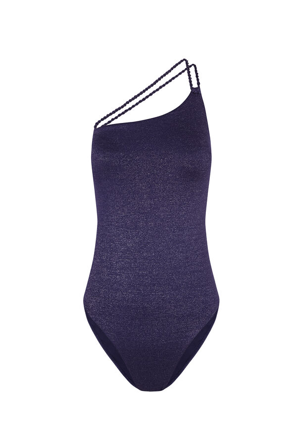 Womensecret Tamnoplavi svjetlucavi asimetrični kupaći kostim Plava