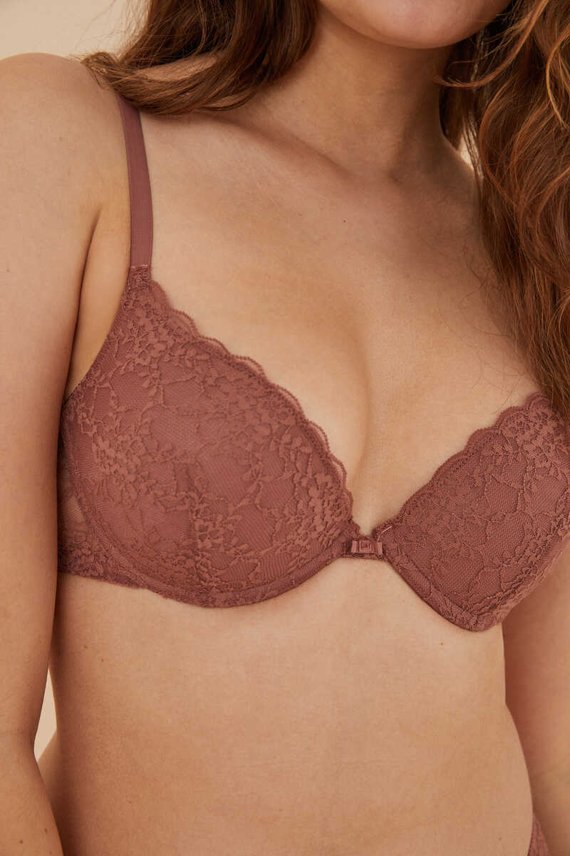 Womensecret GORGEOUS Brown lace push-up bra red