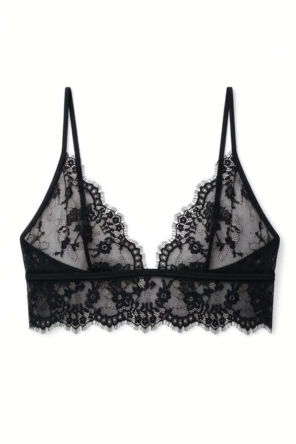 Women'secret Black lace triangle bralette NATURAL black