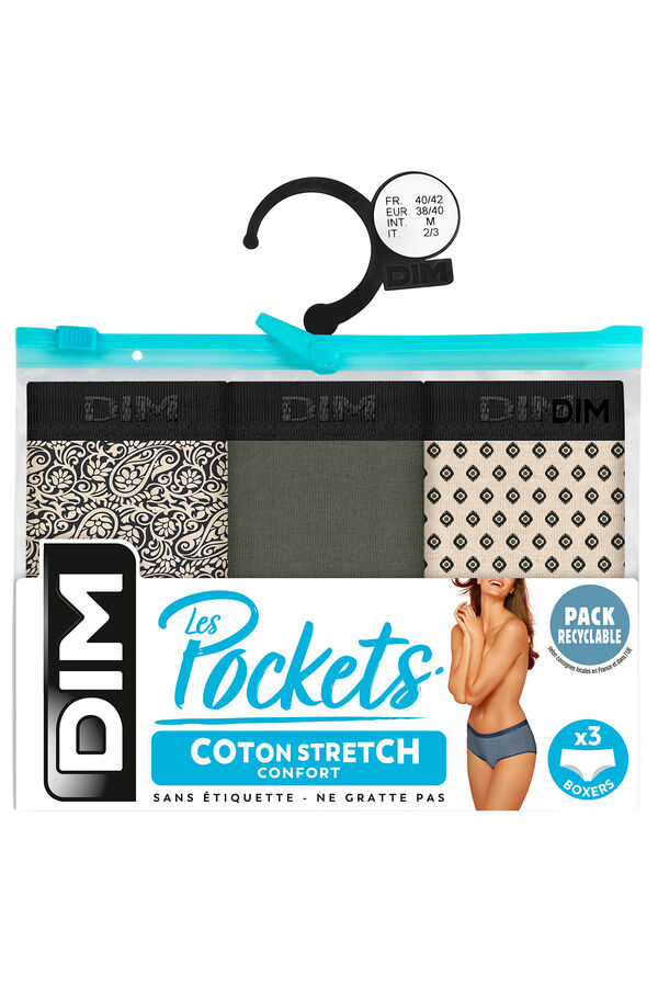 DIM Pack de 3 bragas culotte de algod&oacute;n el&aacute;stico con estampados estampado