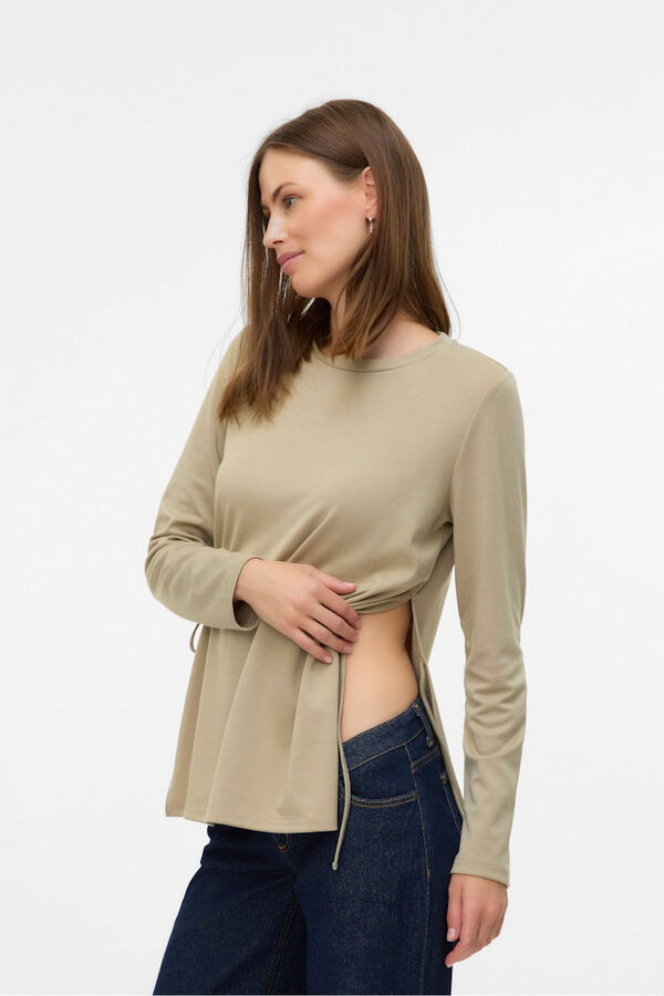 Mamalicious long sleeve round neck T-shirt grey