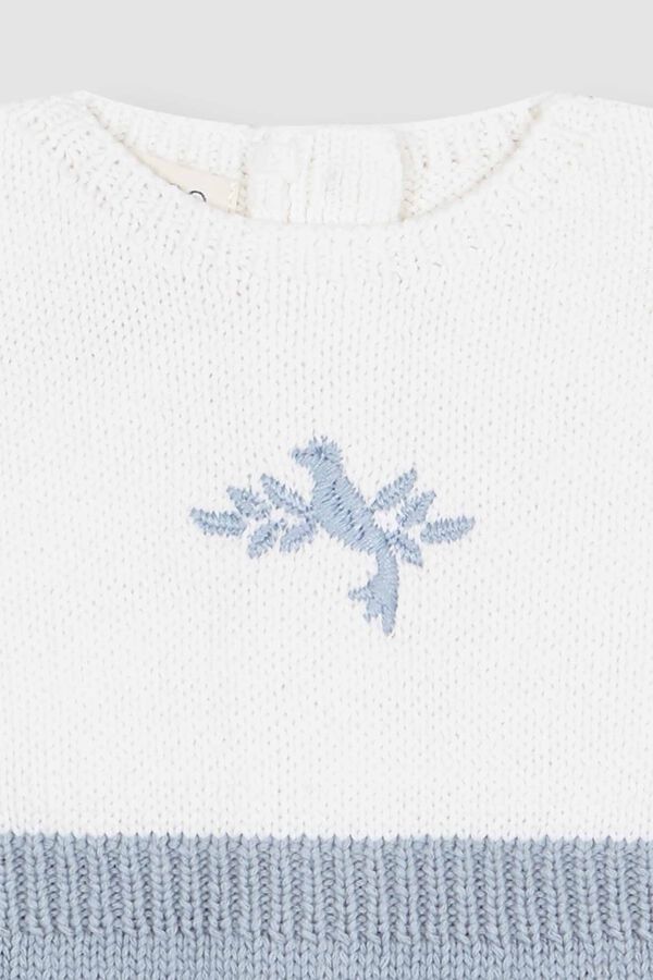 Womensecret Blue bird embroidered knit romper blue