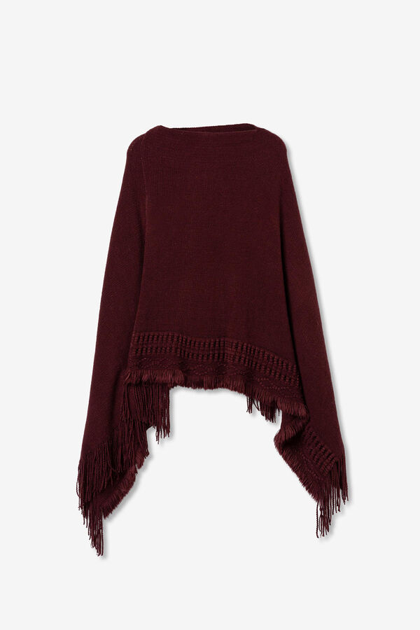 Vilanova Poncho com franjas vermelho