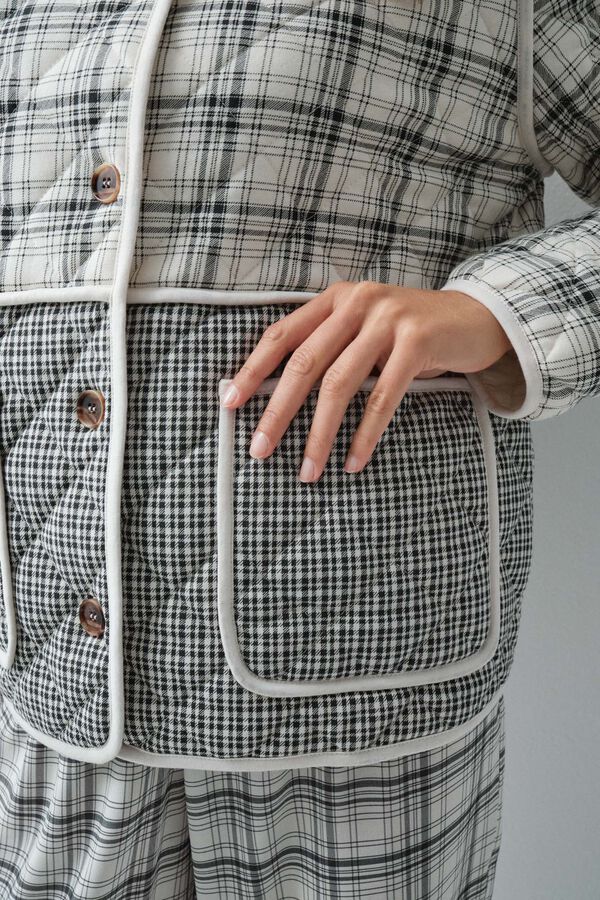 Women'secret Grey plaid short robe grey