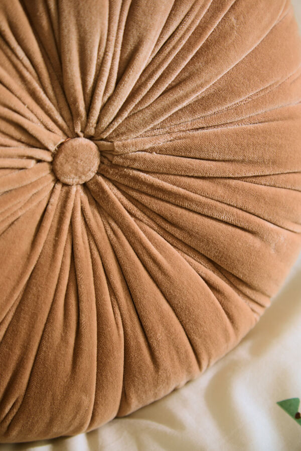 Calma House Almofada redonda de veludo rosa Velour rosa