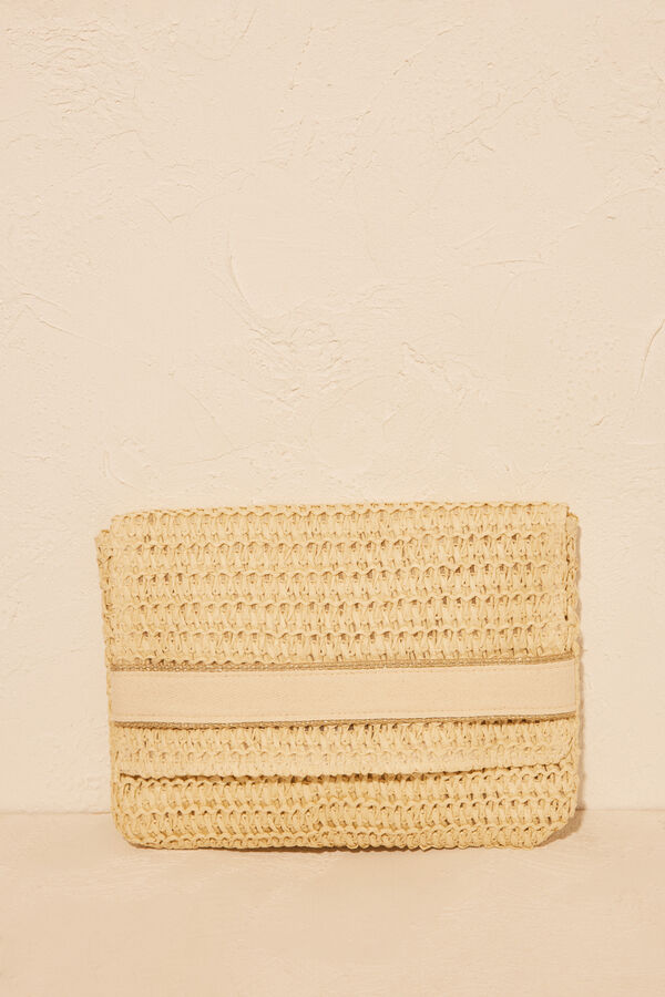 Womensecret Raffia envelope make-up case nude