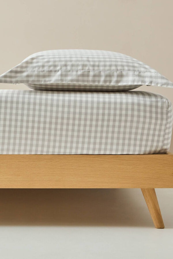Womensecret Gingham fitted sheet. gris