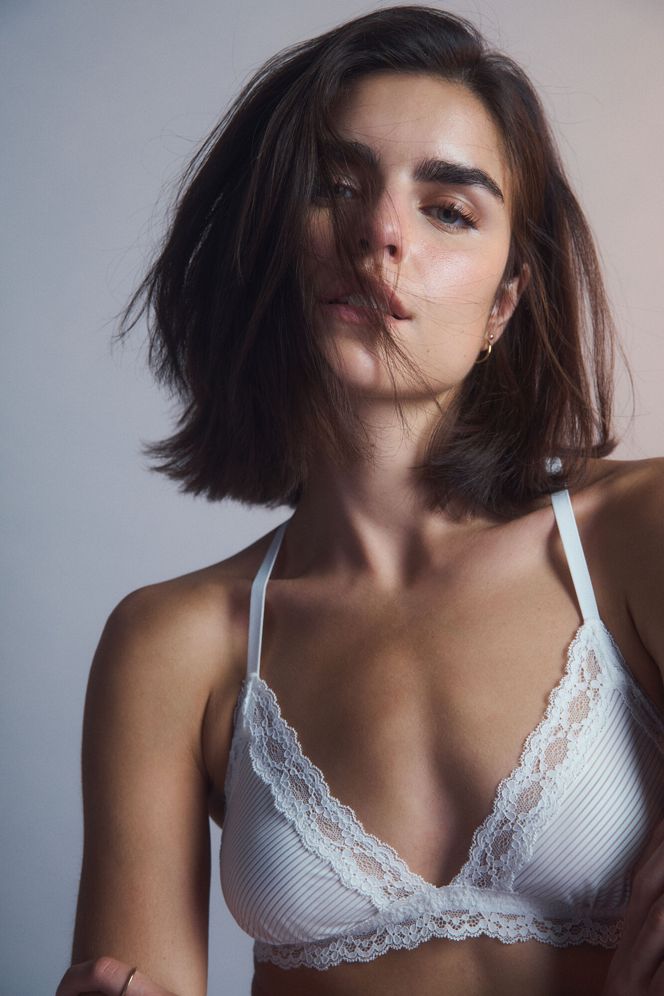 Women'secret Soutien-gorge triangle en microfibre et dentelle blanc NATURAL